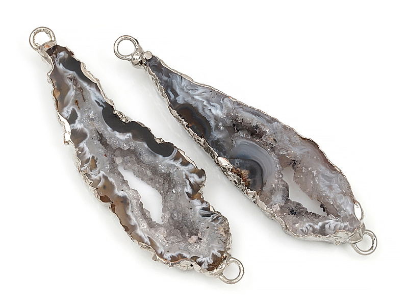 Коннектор среза жеод морозного агата в оправе цвета "серебро". Подвес - 2 мм. Размеры и вес усреднены. Мелкие выемки.
 | Интернет-магазин товаров для рукоделия