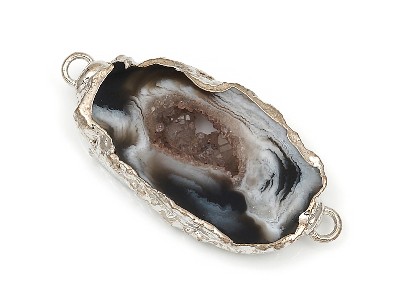 Коннектор среза жеод морозного агата в оправе цвета "серебро". Подвес - 2 мм. Размеры и вес усреднены. Мелкие выемки.
 | Интернет-магазин товаров для рукоделия