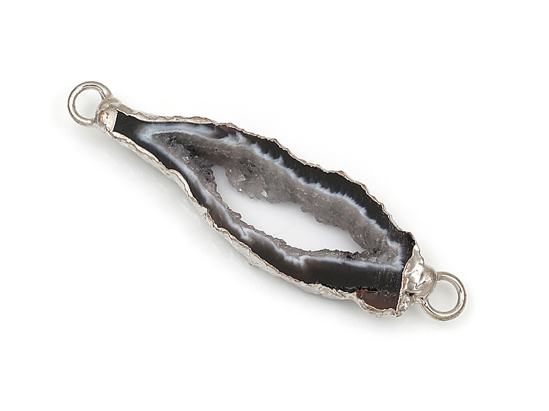 Коннектор среза жеод морозного агата в оправе цвета "серебро". Подвес - 2 мм. Размеры и вес усреднены. Мелкие выемки.
 | Интернет-магазин товаров для рукоделия