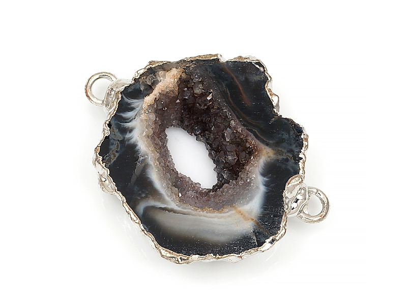 Коннектор среза жеод морозного агата в оправе цвета "серебро". Подвес - 2 мм. Размеры и вес усреднены. Мелкие выемки.
 | Интернет-магазин товаров для рукоделия