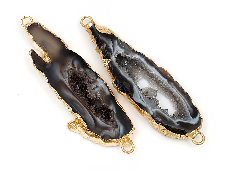 Пара коннекторов срезов жеод морозного агата