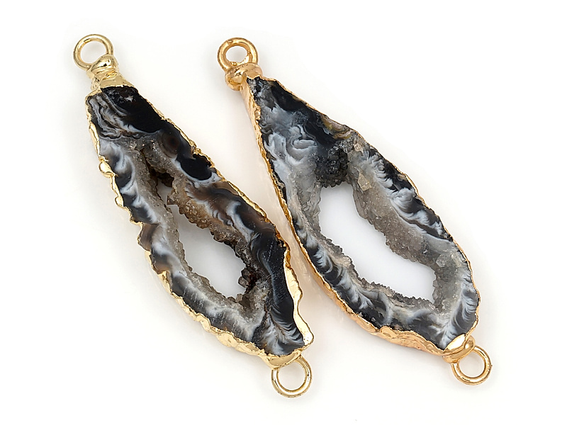 Пара коннекторов срезов жеод морозного агата