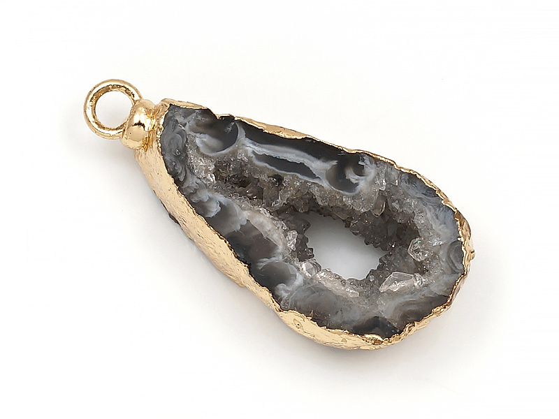 Подвеска среза жеоды морозного агата в оправе цвета "золото". Месторождение - Бразилия. Подвес - 2 мм. Размеры и вес усреднены. Мелкие выемки.
 | Интернет-магазин товаров для рукоделия