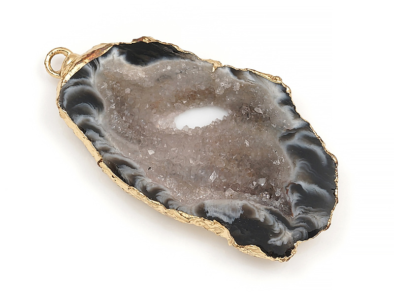 Подвеска среза жеоды морозного агата в оправе цвета "золото". Месторождение - Бразилия. Подвес - 2 мм. Размеры и вес усреднены. Мелкие выемки.
 | Интернет-магазин товаров для рукоделия