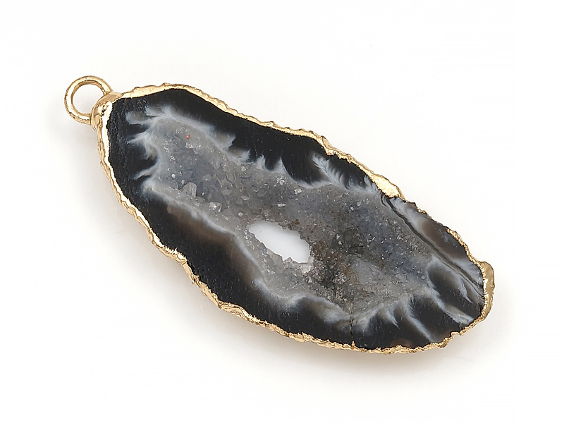 Подвеска среза жеоды морозного агата в оправе цвета "золото". Месторождение - Бразилия. Подвес - 2 мм. Размеры и вес усреднены. Мелкие выемки.
 | Интернет-магазин товаров для рукоделия