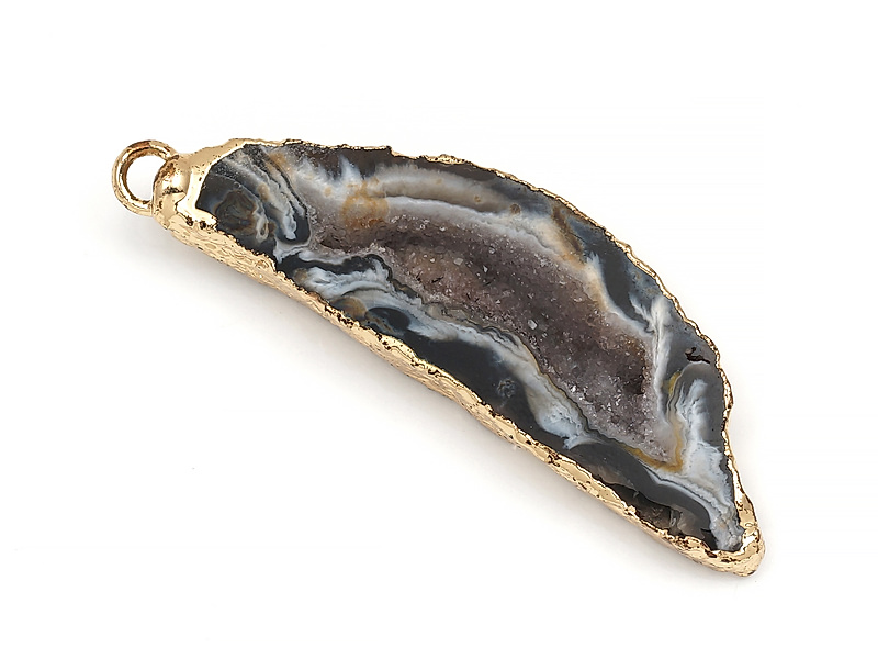 Подвеска среза жеоды морозного агата в оправе цвета "золото". Месторождение - Бразилия. Подвес - 2 мм. Размеры и вес усреднены. Мелкие выемки.
 | Интернет-магазин товаров для рукоделия