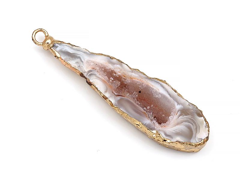 Подвеска среза жеоды морозного агата в оправе цвета "золото". Месторождение - Бразилия. Подвес - 2 мм. Размеры и вес усреднены. Мелкие выемки.
 | Интернет-магазин товаров для рукоделия