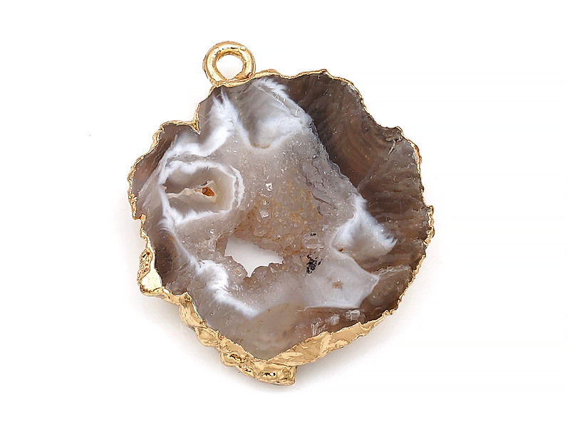 Подвеска среза жеоды морозного агата в оправе цвета "золото". Месторождение - Бразилия. Подвес - 2 мм. Размеры и вес усреднены. Мелкие выемки.
 | Интернет-магазин товаров для рукоделия