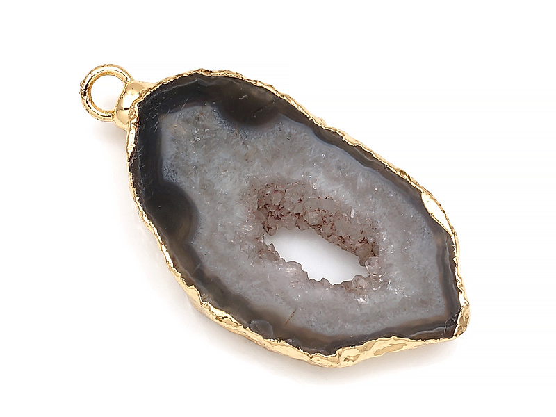 Подвеска среза жеоды морозного агата в оправе цвета "золото". Месторождение - Бразилия. Подвес - 2 мм. Размеры и вес усреднены. Мелкие выемки.
 | Интернет-магазин товаров для рукоделия