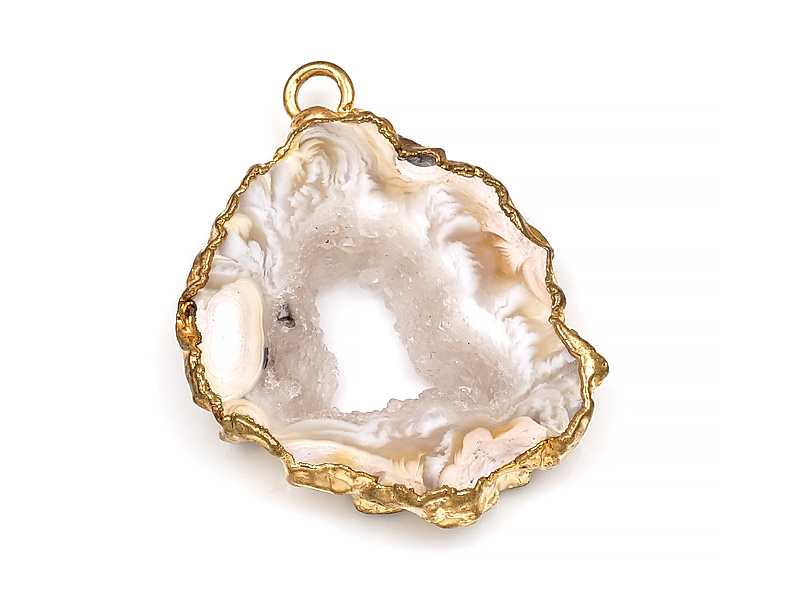 Подвеска среза жеоды морозного агата в оправе цвета "золото". Месторождение - Бразилия. Подвес - 2 мм. Размеры и вес усреднены. Мелкие выемки.
 | Интернет-магазин товаров для рукоделия