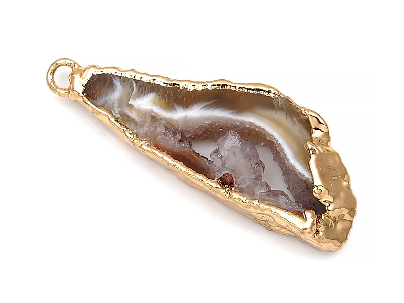 Подвеска среза жеоды морозного агата в оправе цвета "золото". Месторождение - Бразилия. Подвес - 2 мм. Размеры и вес усреднены. Мелкие выемки.
 | Интернет-магазин товаров для рукоделия