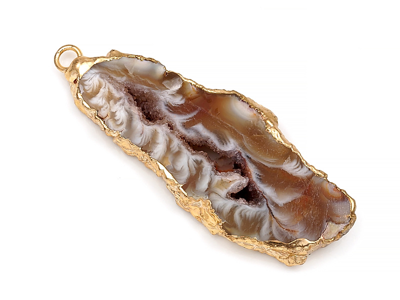 Подвеска среза жеоды морозного агата в оправе цвета "золото". Месторождение - Бразилия. Подвес - 2 мм. Размеры и вес усреднены. Мелкие выемки.
 | Интернет-магазин товаров для рукоделия