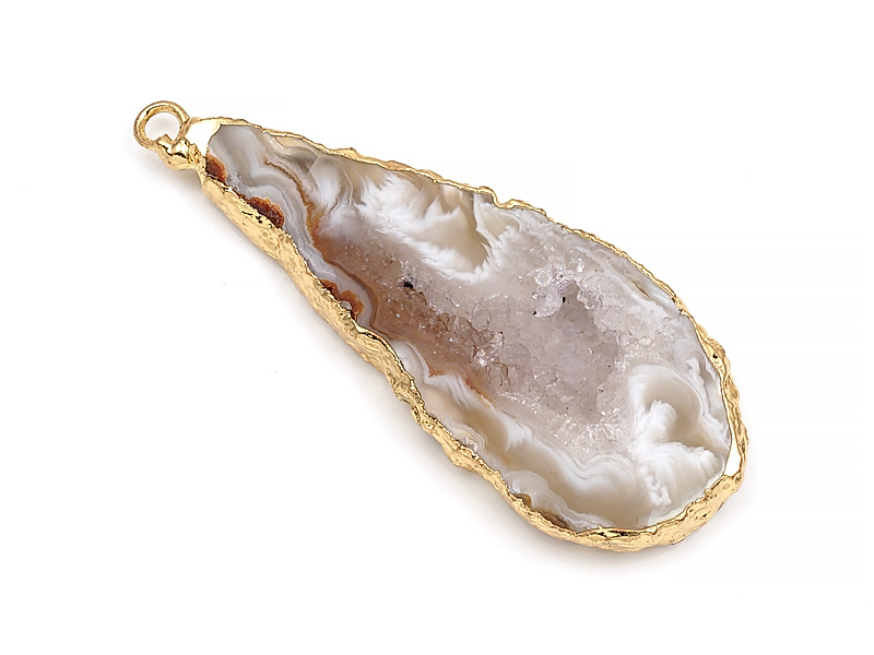 Подвеска среза жеоды морозного агата в оправе цвета "золото". Месторождение - Бразилия. Подвес - 2 мм. Размеры и вес усреднены. Мелкие выемки.
 | Интернет-магазин товаров для рукоделия