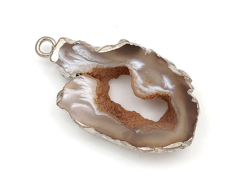 Подвеска среза жеоды морозного агата в оправе цвета "серебро". Месторождение - Бразилия. Подвес - 2 мм. Размеры и вес усреднены. Мелкие выемки.
 | Интернет-магазин товаров для рукоделия