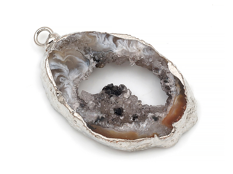 Подвеска среза жеоды морозного агата в оправе цвета "серебро". Месторождение - Бразилия. Подвес - 2 мм. Размеры и вес усреднены. Мелкие выемки.
 | Интернет-магазин товаров для рукоделия