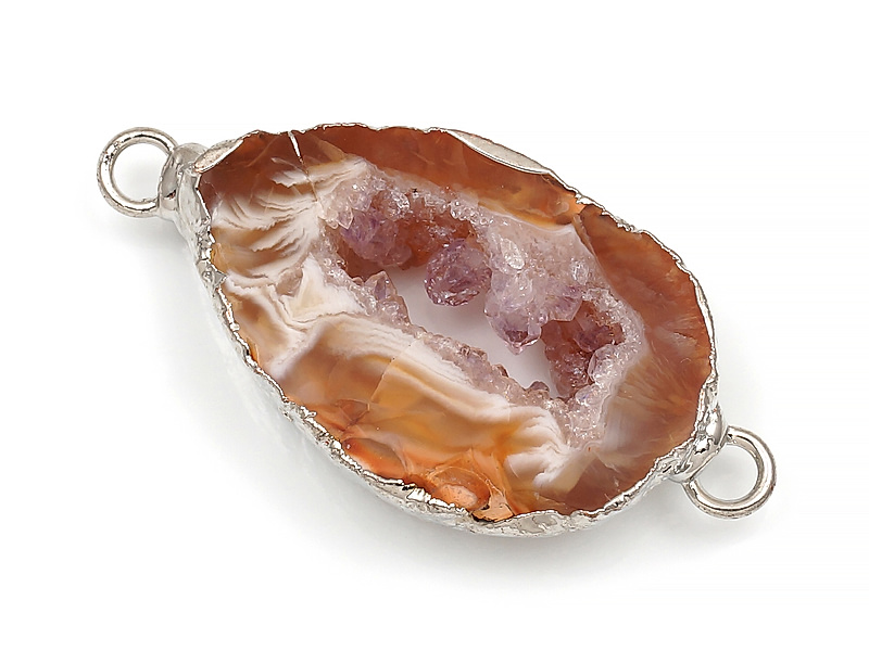 Коннектор среза жеоды морозного агата в оправе цвета "серебро". Месторождение - Бразилия. Подвес - 2 мм. Размеры и вес усреднены. Мелкие выемки.
 | Интернет-магазин товаров для рукоделия