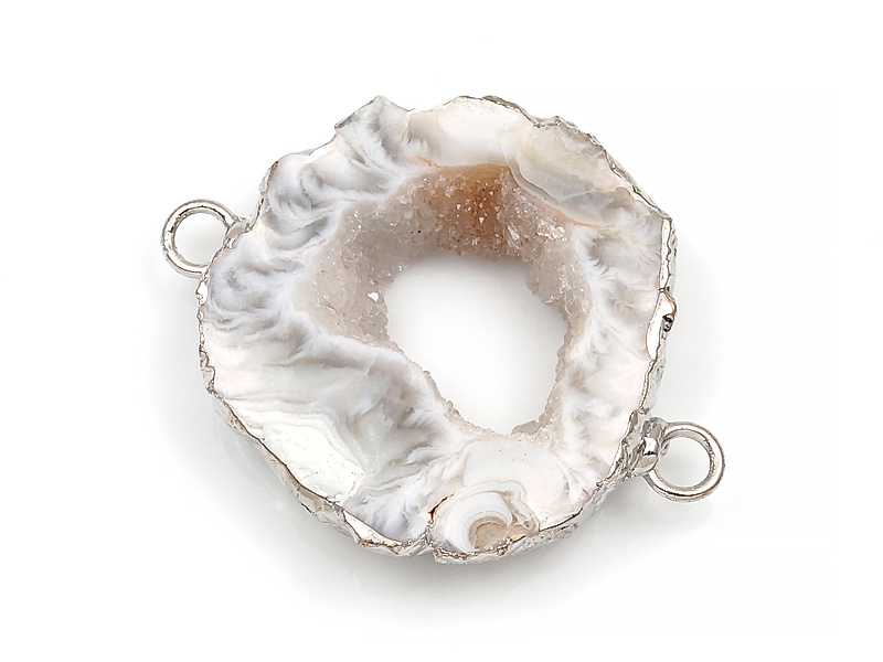 Коннектор среза жеоды морозного агата в оправе цвета "серебро". Месторождение - Бразилия. Подвес - 2 мм. Размеры и вес усреднены. Мелкие выемки.
 | Интернет-магазин товаров для рукоделия