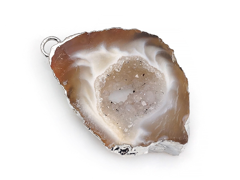 Подвеска из среза жеоды морозного агата в оправе цвета "серебро". Месторождение - Бразилия. Подвес - 2 мм. Размеры и вес усреднены. Мелкие выемки.
 | Интернет-магазин товаров для рукоделия