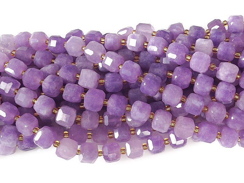 Граненые бусины кубики лавандового аметиста