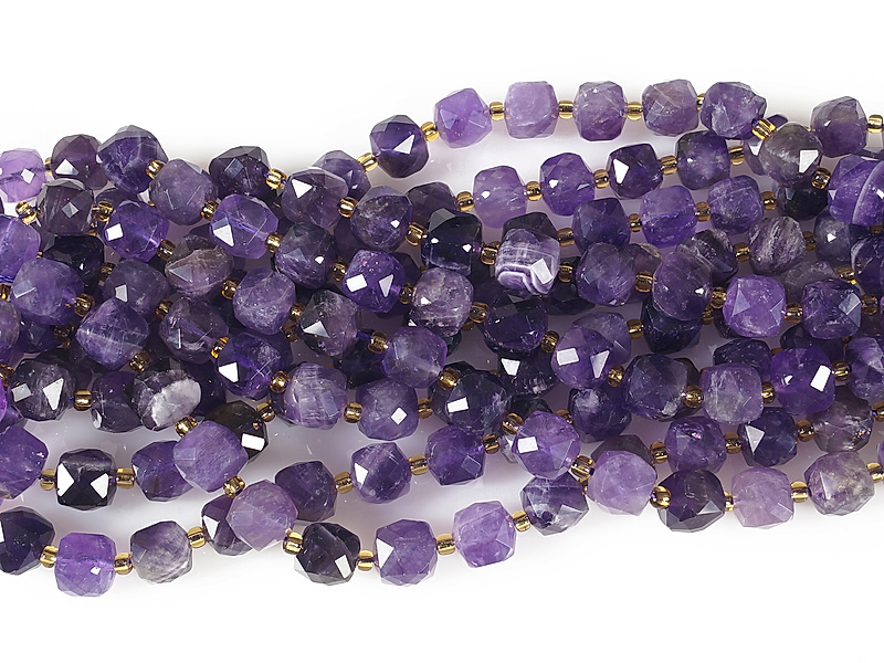 Граненые бусины кубики аметиста