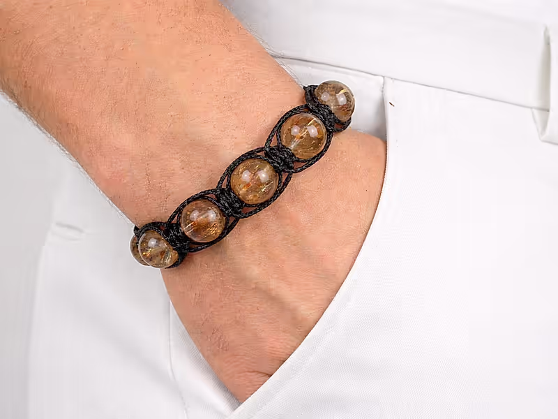 Набор материалов "Плетеный ажурный браслет шамбала с рутиловым кварцем"