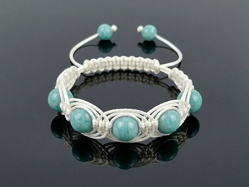 Набор материалов "Плетеный ажурный браслет шамбала с амазонитом"