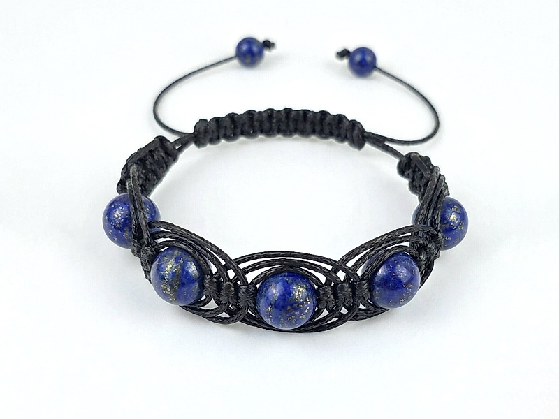 Набор материалов "Плетеный ажурный браслет шамбала с лазуритом"