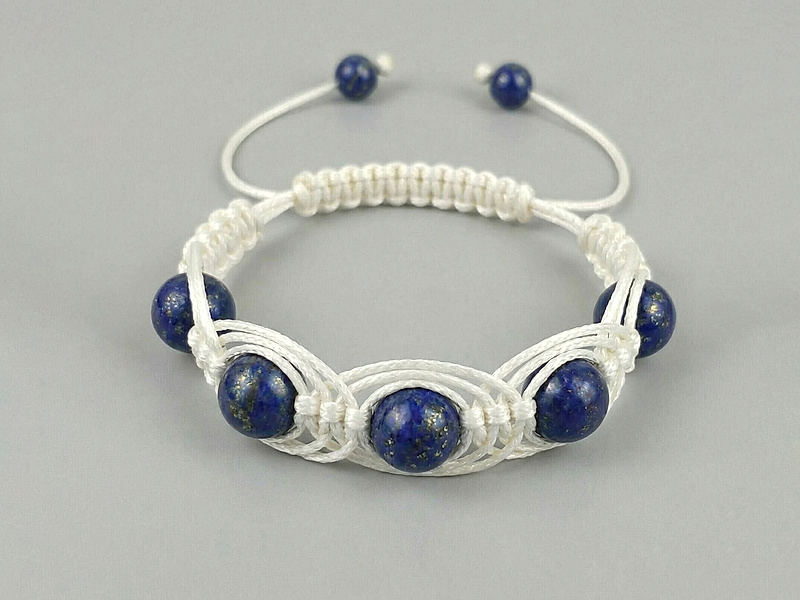 Набор материалов "Плетеный ажурный браслет шамбала с лазуритом"