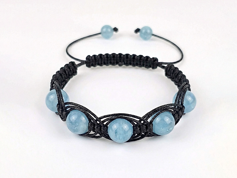 Набор материалов "Плетеный ажурный браслет шамбала с аквамарином"