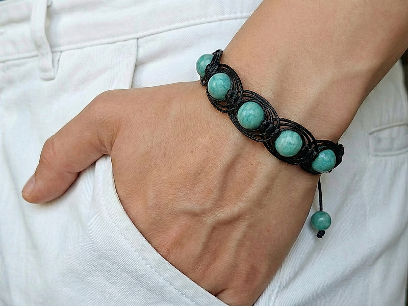 Набор материалов "Плетеный ажурный браслет шамбала с амазонитом"