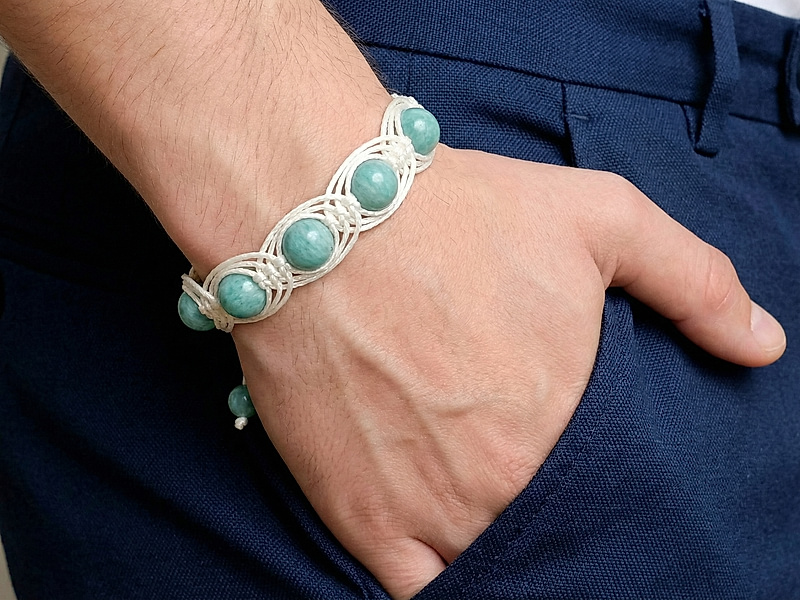 Набор материалов "Плетеный ажурный браслет шамбала с амазонитом"