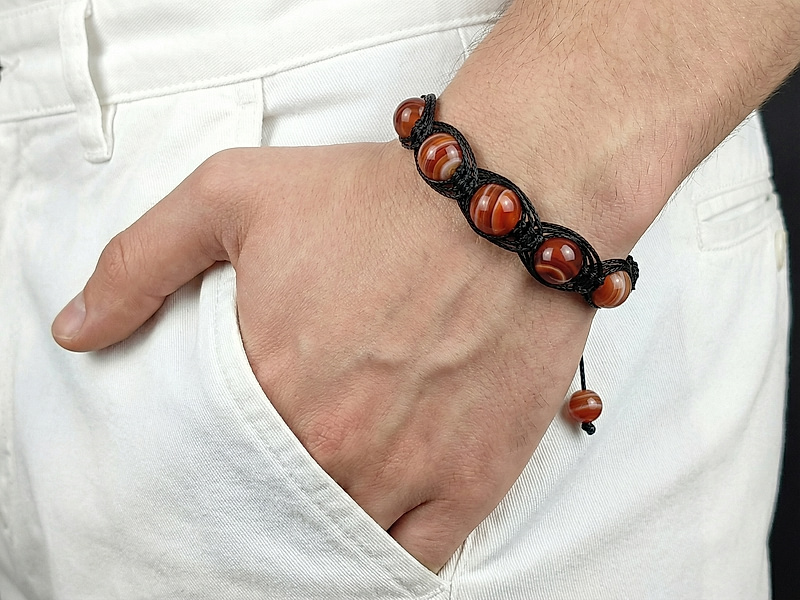 Набор материалов "Плетеный ажурный браслет шамбала с сардониксом"