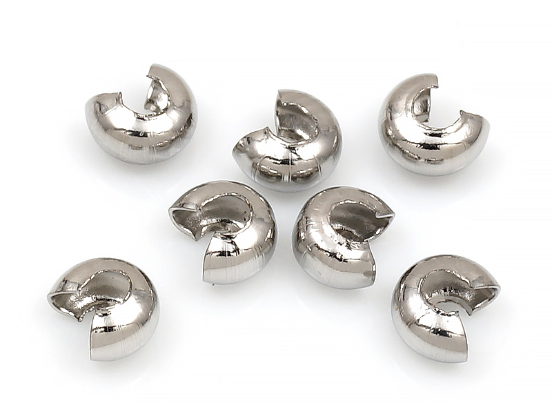 Обжимные бусины из нержавеющей стали родий