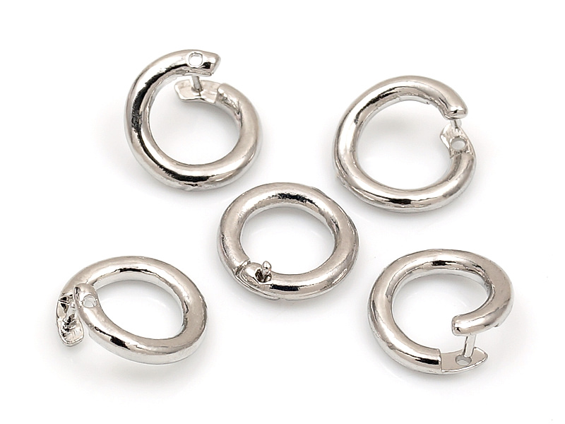 Открытые соединительные колечки с защелкиванием для создания бижутерии (украшений). Покрытие - родий. Размеры - 7.5х1.2 мм, внутренний диаметр - 5 мм. Колечки оснащены штырьком и отверстием для защелкивания. Цена указана за упаковку.
 | Интернет-магазин товаров для рукоделия