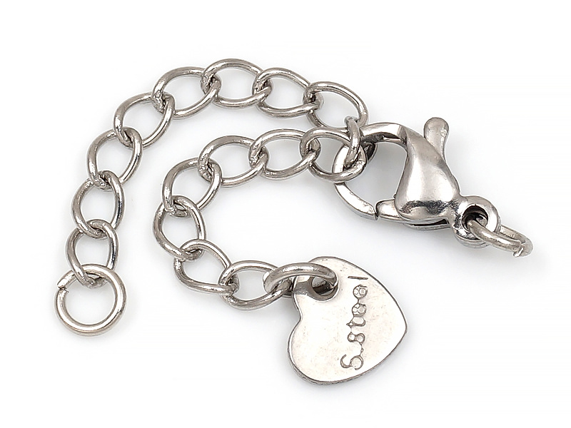 Замок карабин с удлинителем сердце нержавеющая сталь 10x4.5x3мм