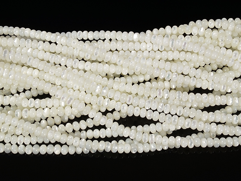 Бусины белого перламутра рондель