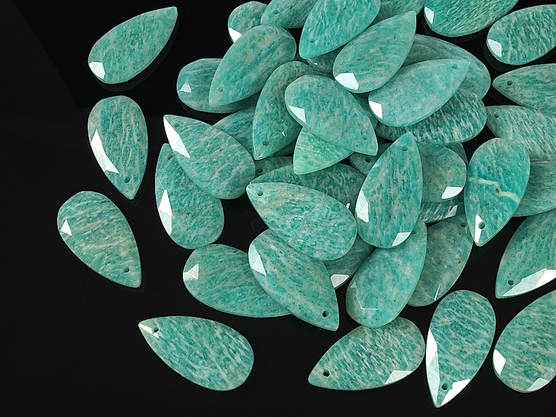 Граненые подвески капли амазонита 25x13x4мм