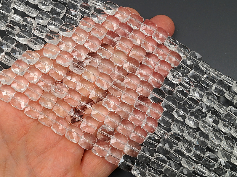 Граненые стеклянные бусины квадрат "Горный хрусталь"