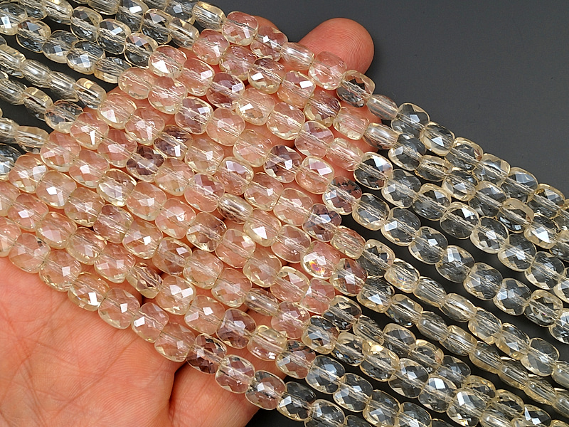 Граненые стеклянные бусины квадрат "Цитрин" 8x8x6мм