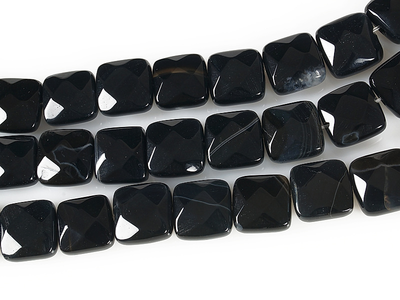 Граненые бусины квадраты черного агата