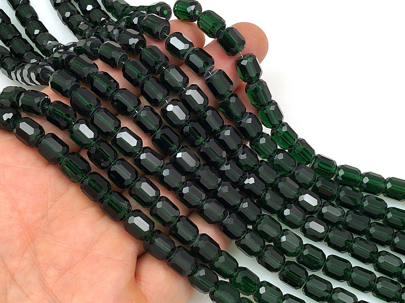 Бусины граненые бочонок "Зеленый агат"