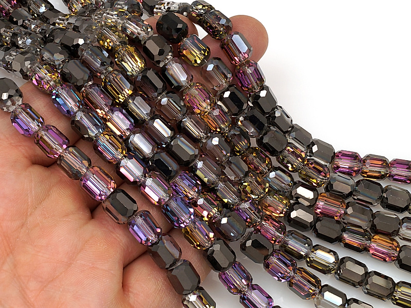 Бусины граненые бочонок "Звездчатый диопсид" 8.5x8мм