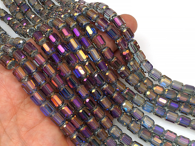 Бусины граненые бочонок "Золотой аметист" 9x8мм