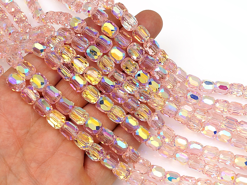 Бусины граненые бочонок "Розовый кварц"