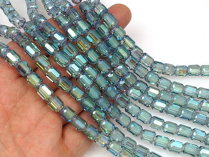 Бусины граненые бочонок "Хромдиопсид" 9x7.5мм