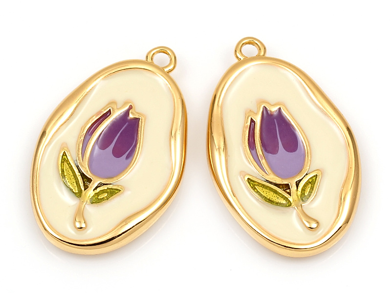 Пoдвecка "Фиолетовый тюльпан на белой эмали"