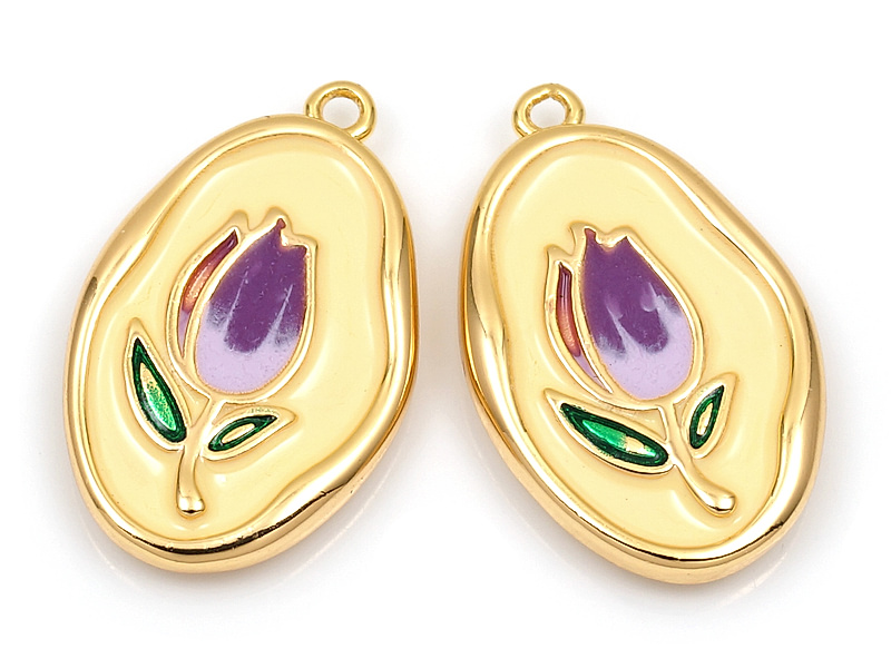 Пoдвecка "Фиолетовый тюльпан на белой эмали"