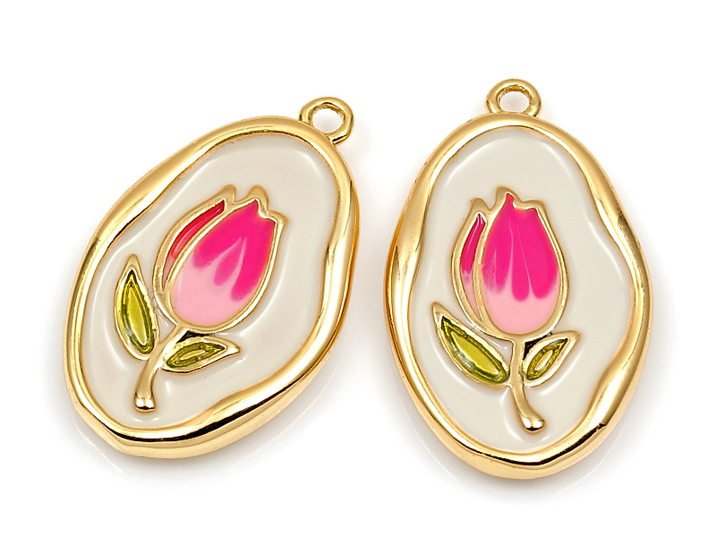 Пoдвecка "Красный тюльпан на белой эмали"