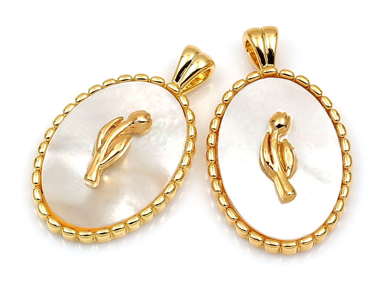 Пoдвecка "Золотой тюльпан на перламутре "