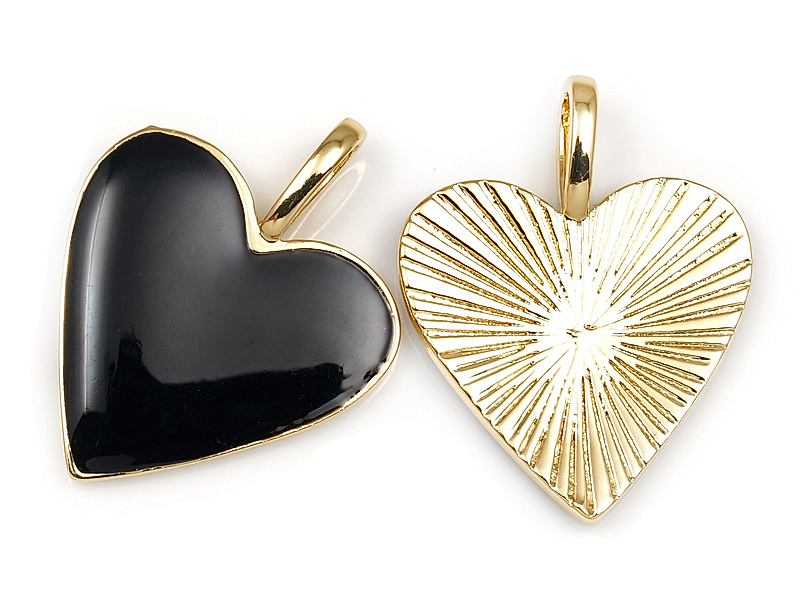 Подвеска "Черное сердце в золоте" 24x19x2мм